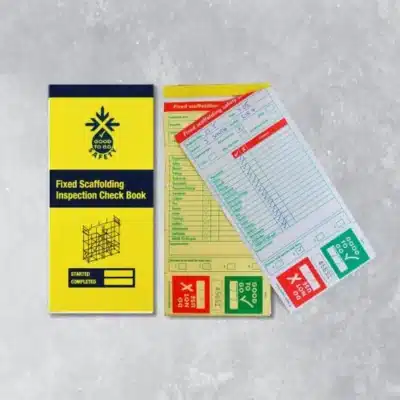 Good to Go fixed scaffolding inspection checklist with 25 duplicate carbon retention check forms