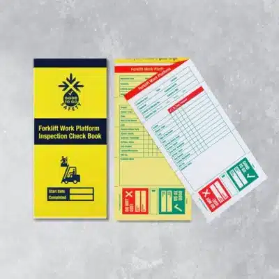 Good to Go forklift work platform inspection checklist with 25 duplicate carbon retention check forms