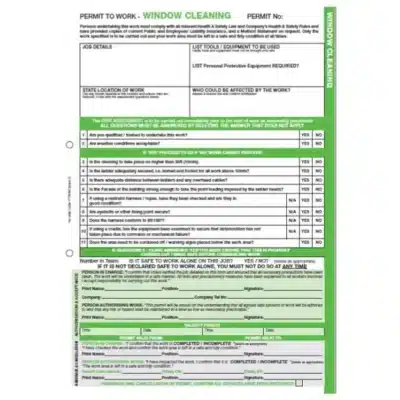 Hse Store Homepage 239 Window cleaning permit to work triplicate pad with 50 a4 ncr forms for hazardous site safety