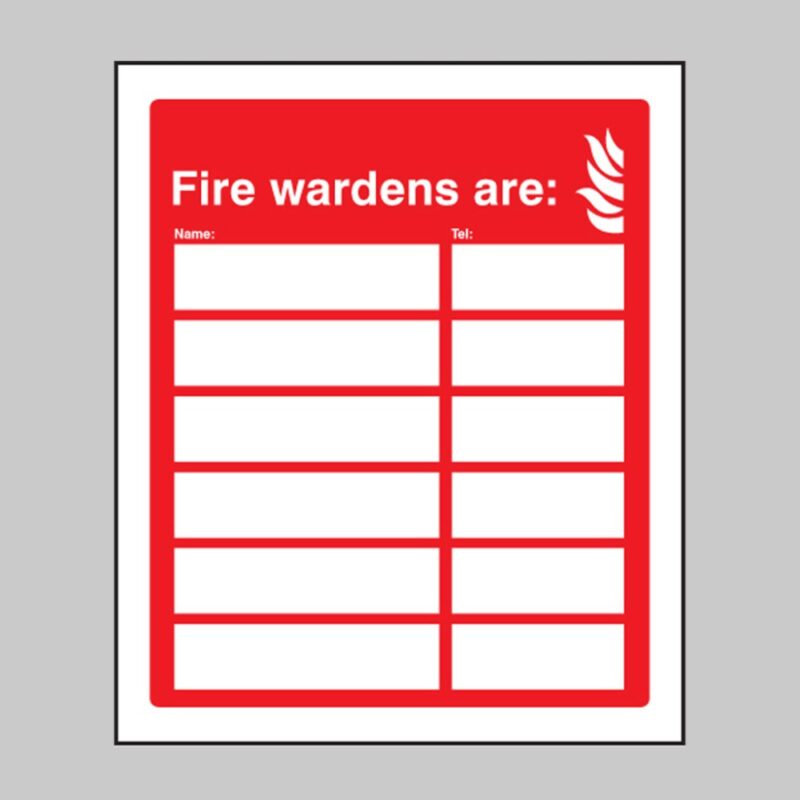Fire Wardens Are (6 Names and Numbers) - Safety Signs