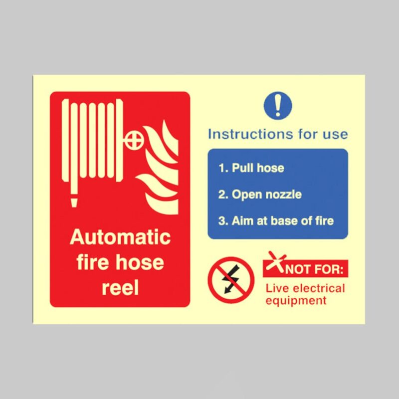 Automatic Fire Hose Reel with Instructions for Use - Safety Signs