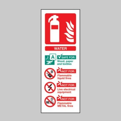 Water Extinguisher Identification - Safety Signs