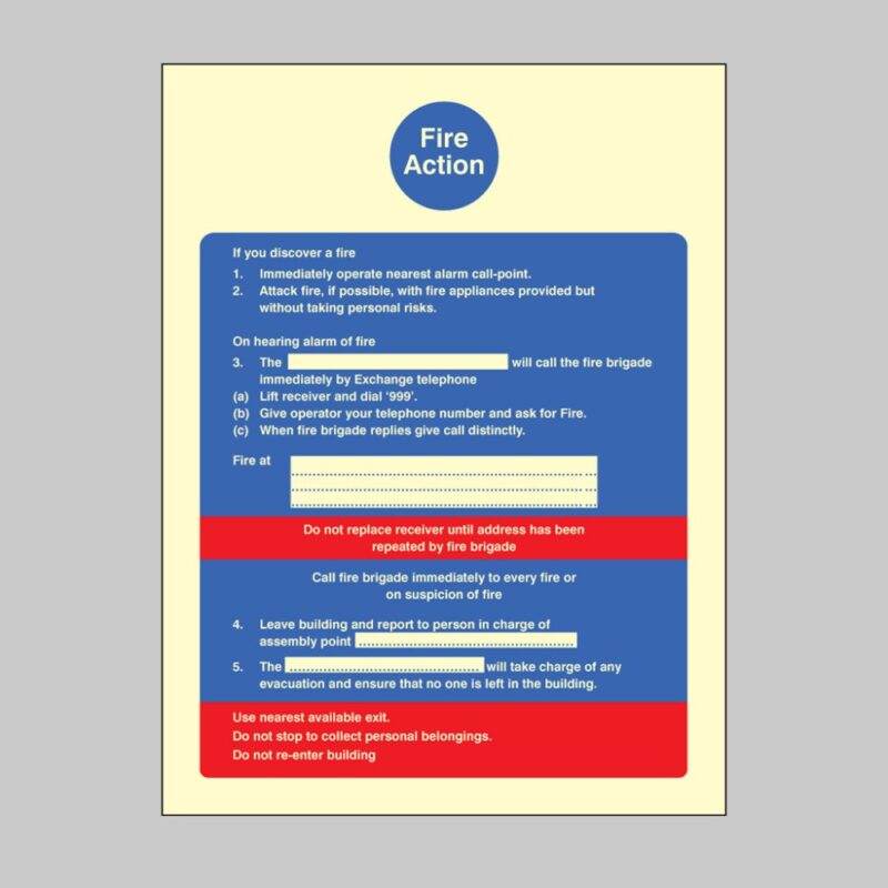 Fire Action (Dialled Manually) - Safety Signs