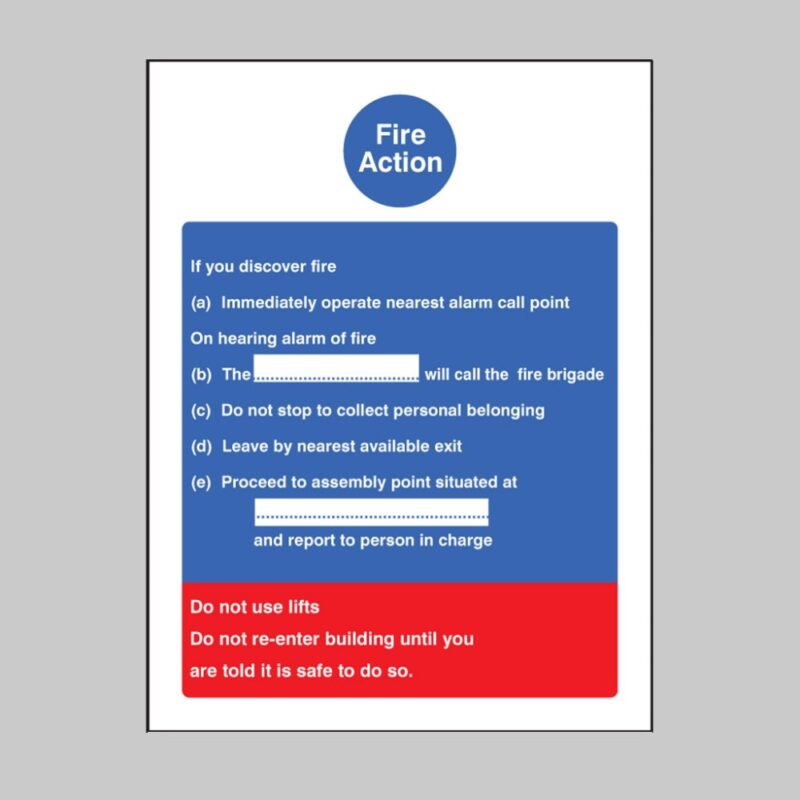 Fire Action Standard (Dialled Manually) - Safety Signs