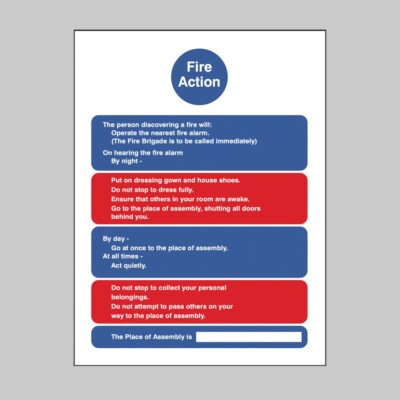 Fire Action- Residential Care Homes - Safety Signs