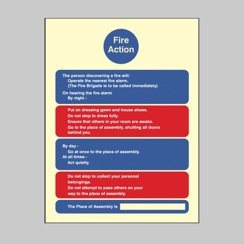 Fire Action- Residential Care Homes - Safety Signs
