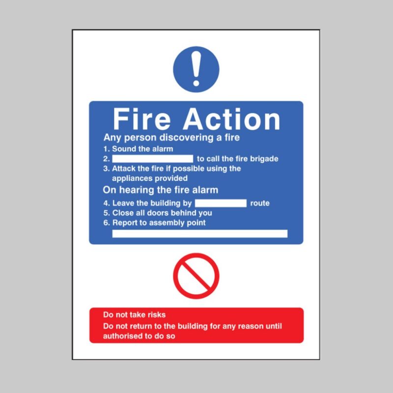 General Fire Action (No Lift in Building) - Safety Signs