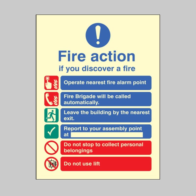 Fire Action - Auto Brigade - Lift - Safety Signs