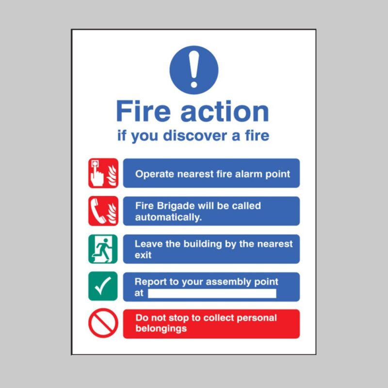 Fire Action - Auto Brigade - No Lift - Safety Signs