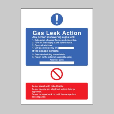 Gas Leak Action - Safety Signs