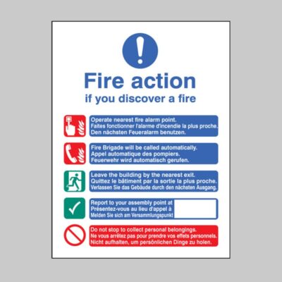 Fire Action - Call Brigade - No Lift (English, French, German) - Safety Signs