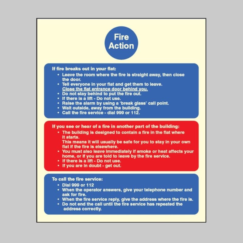 Fire Action Notice (Stay Put) for Flats - Safety Signs