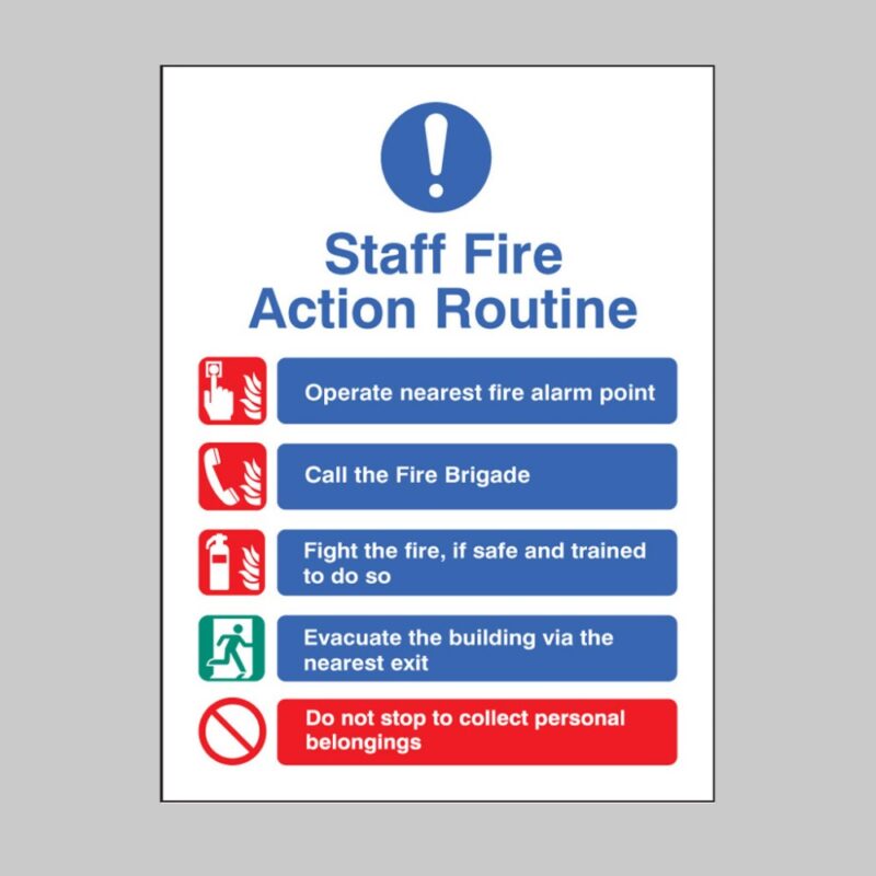 Staff Fire Action - Safety Signs