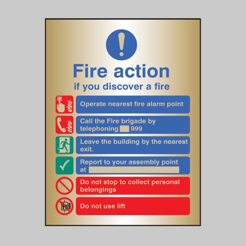 EEC Fire Action (Manual Call 999) - Lift in Building - Safety Signs