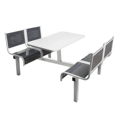 Qmp spectrum canteen seating - table & chairs - 4 seater double entry unit - dark grey