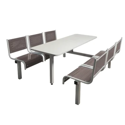 Qmp spectrum canteen seating - table & chairs - 6 seater double entry unit - dark grey