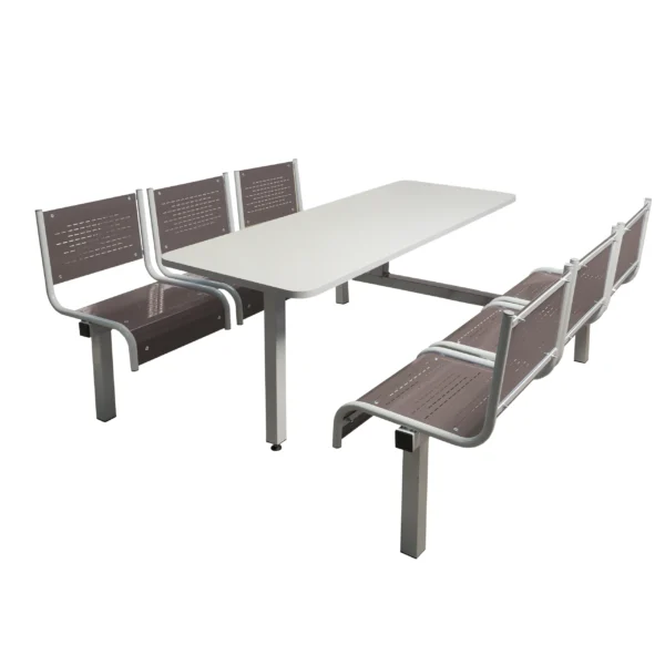 QMP Spectrum Canteen Seating - Table & Chairs - 6 Seater Double Entry Unit - Dark Grey