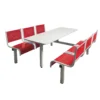 QMP Spectrum Canteen Seating - Table & Chairs - 6 Seater Double Entry Unit - Red