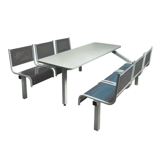 QMP Spectrum Canteen Seating - Table & Chairs - 6 Seater Single Entry Unit - Dark Grey