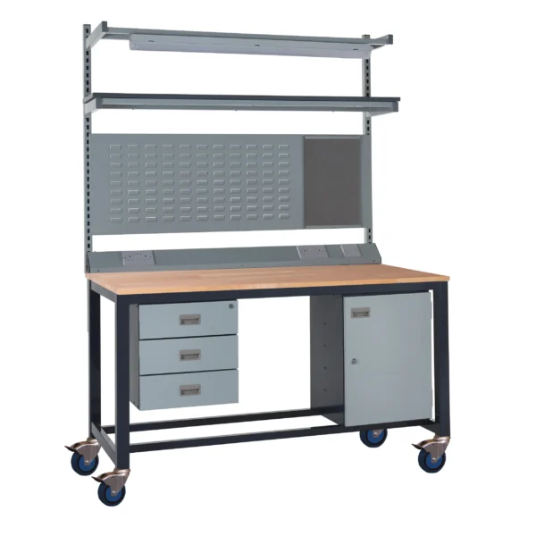 QMP Mobile Heavy Duty Workbench - Kit F - Beech