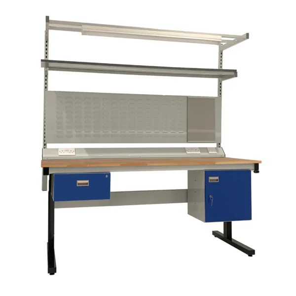 QMP Premium Electric Height Adjustable Workbench – Kit E - beech