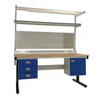 Qmp premium electric height adjustable workbench – kit f - beech