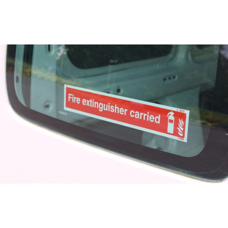 Fire Extinguisher Carried - Window Sticker - Safety Signs