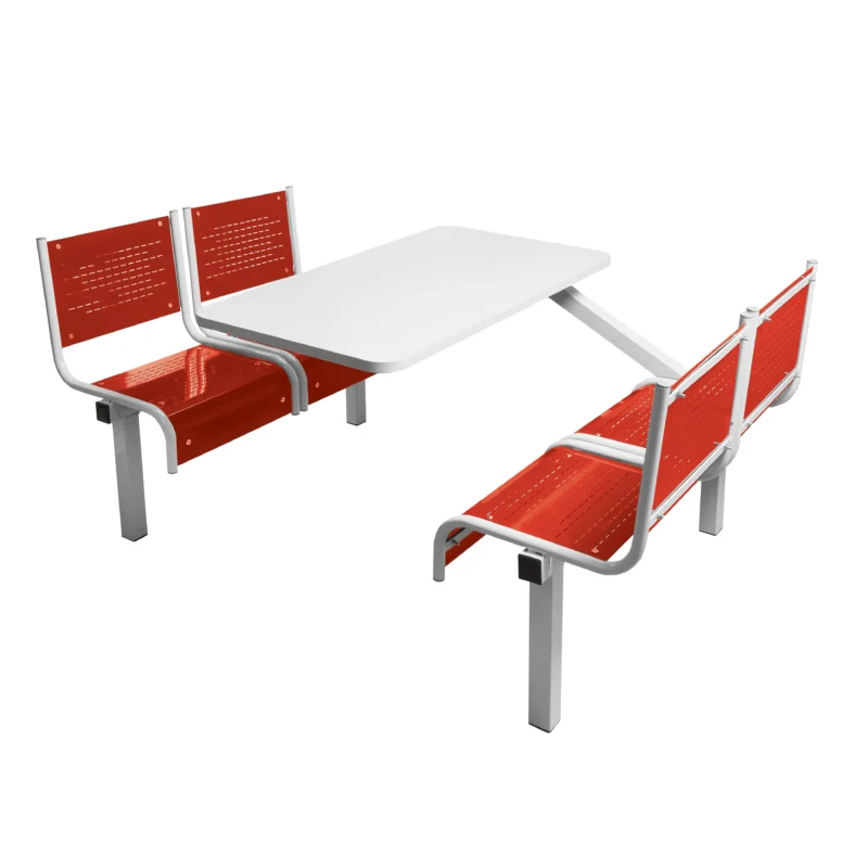 QMP Spectrum Canteen Seating - Table & Chairs - 4 Seater Single Entry Unit - Red