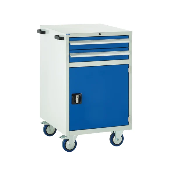 Mobile euroslide cabinet - 2 drawer & cupboard - 600mm wide