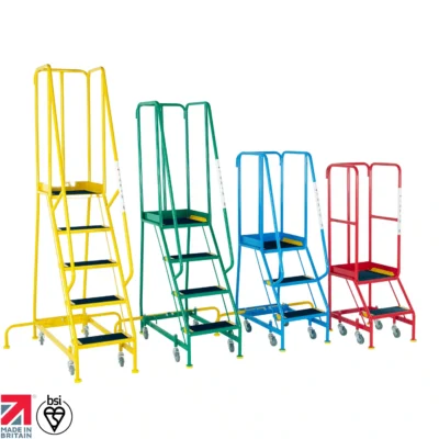 Steptek Narrow Aisle Mobile Steps (2 - 5 Treads) - BS Certified