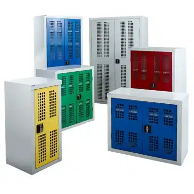 Qmp perforated door steel cupboards – ventilated & secure