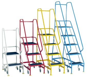 Steptek Narrow Aisle Colour Range Mobile Steps