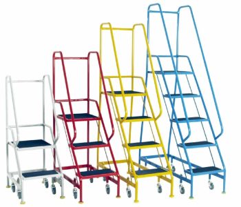 Steptek narrow aisle colour range mobile steps